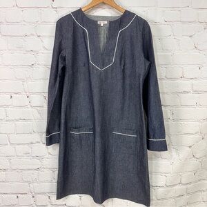 Kayce Hughes denim dress size 10 3/4 long sleeve Vacation vacay Resortwear beach